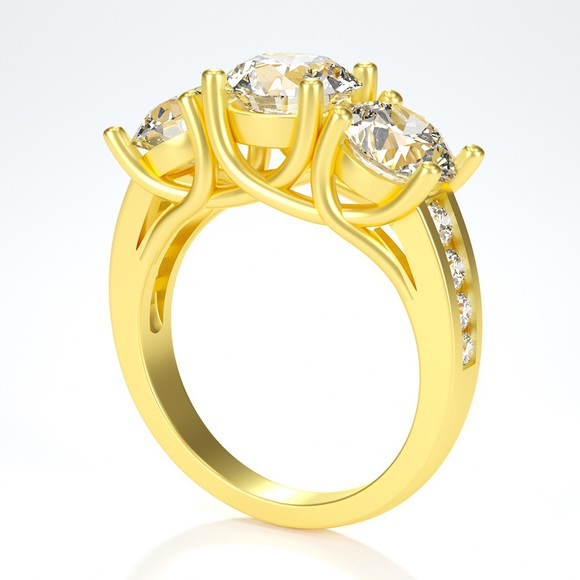 3.5tcw 3 Stone D, VVS1 Moissanite Ring - Picture 5 of 16